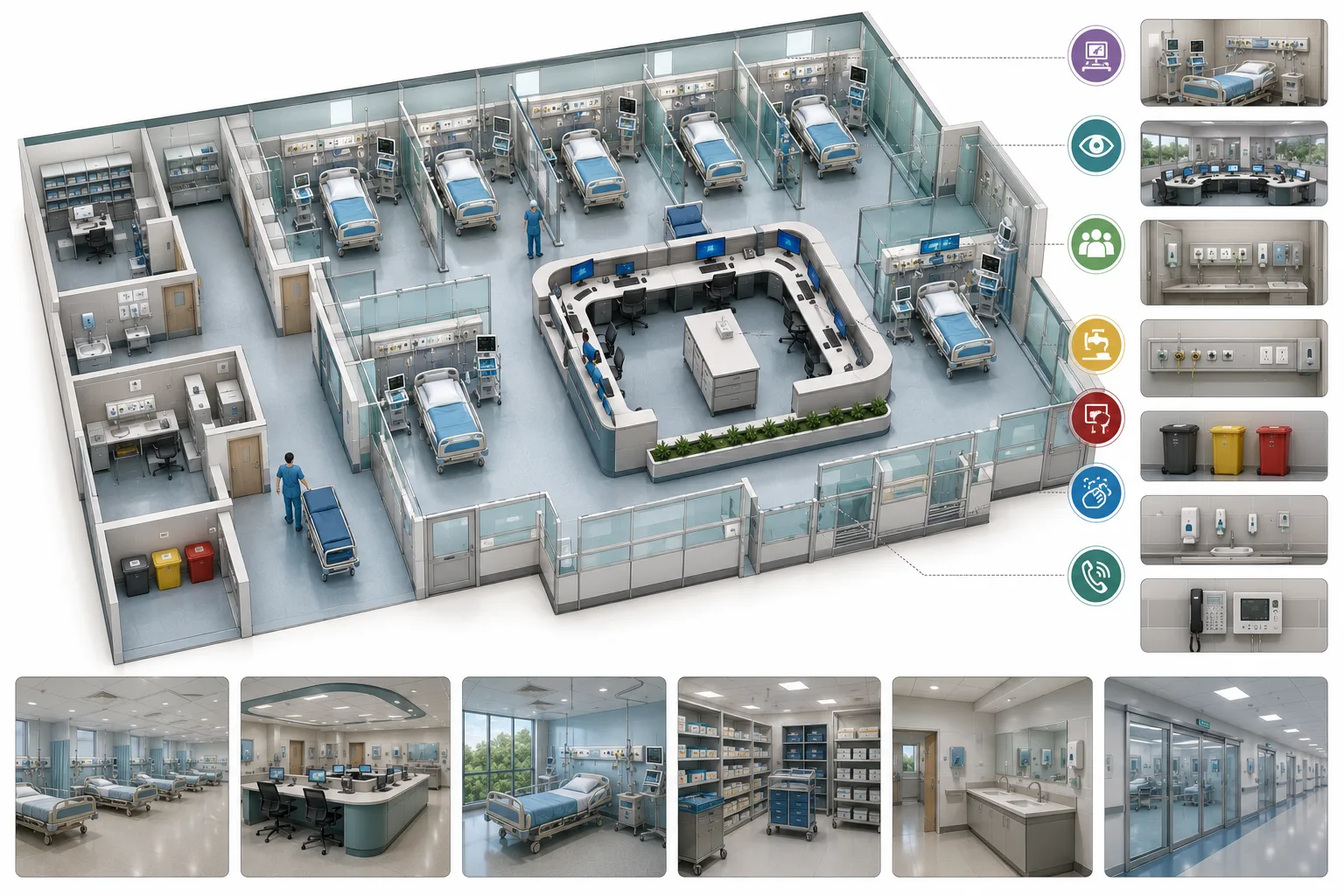 3D ICU floor plan infographic
