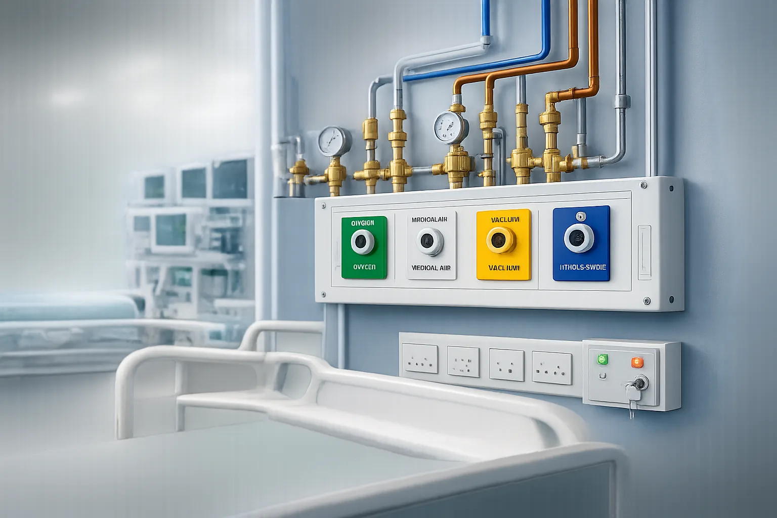 Medical gas panel and monitoring equipment