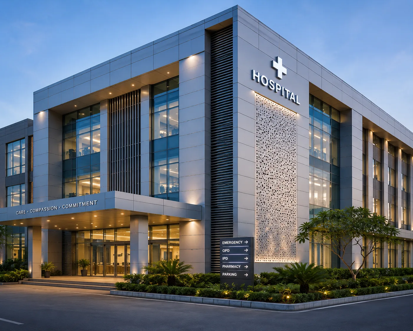 Hospital Facade Design & Execution — design reference